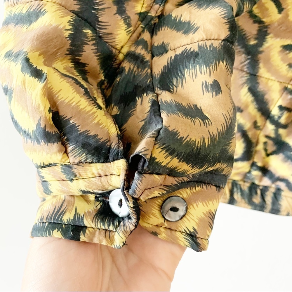 Clio Vintage 90s Animal Print Silk Jacket XL - Picture 9 of 11